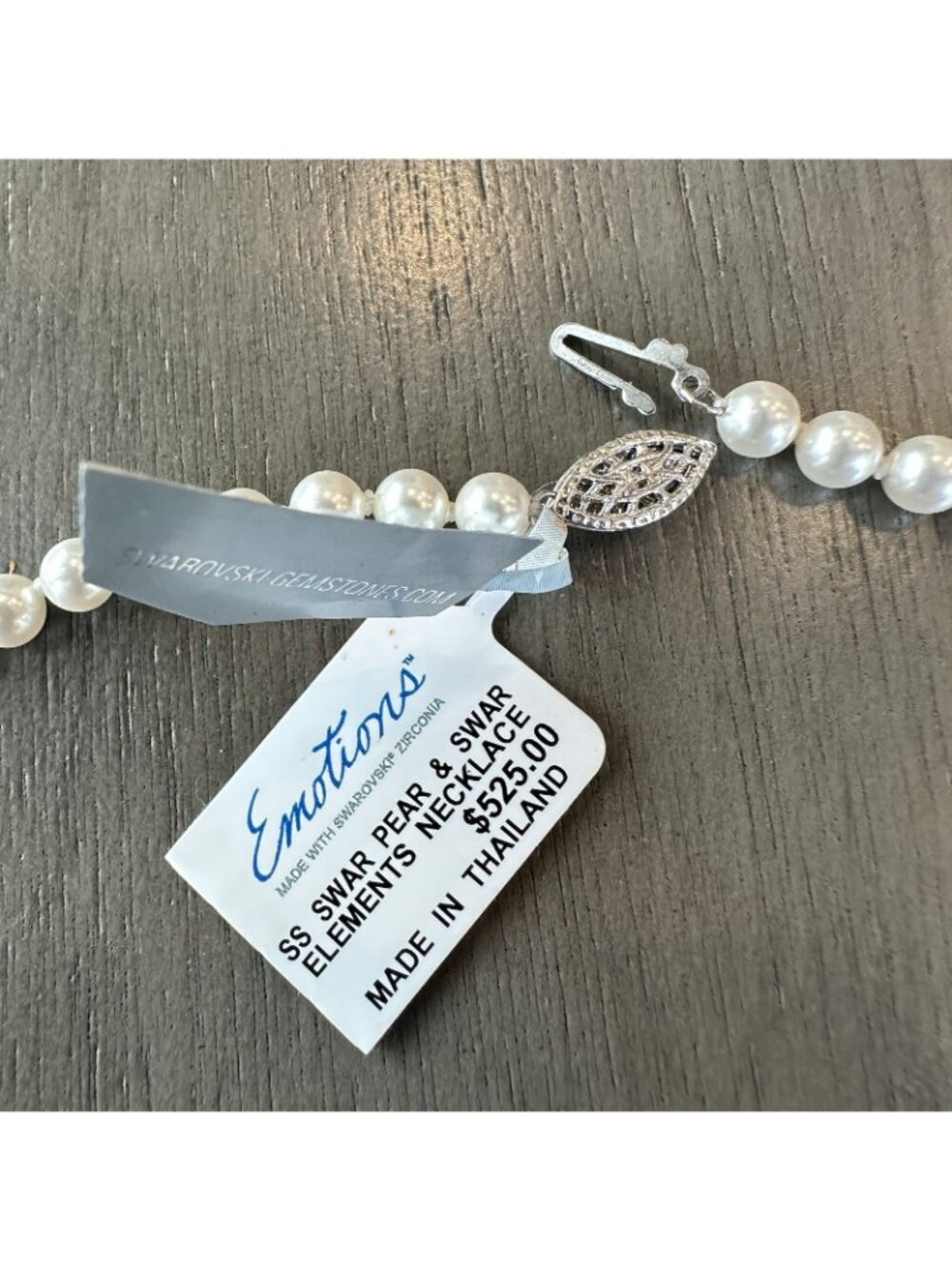Sterling Silver Swarovski Crystal Pendant Necklace 17” Glass Pearl Bead NWT $525 - Picture 4 of 8